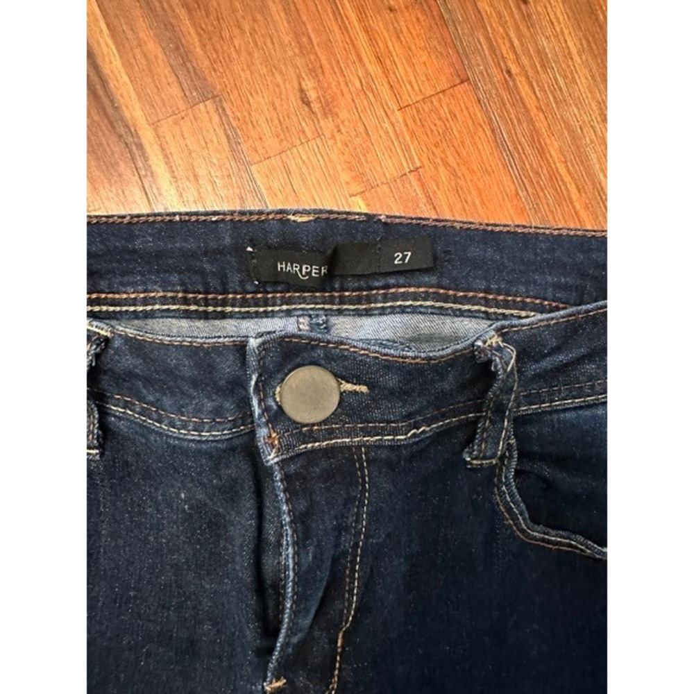 Harper Skinny Jeans Women 27 Blue Excellent Distressed Stretch Denim
